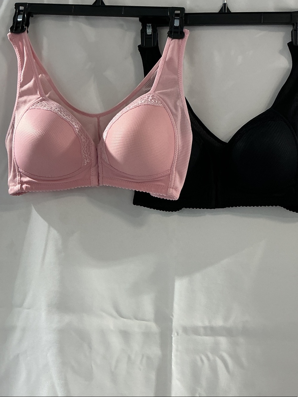 SHEIN Pink & Black Front-Closure Wireless Bra Duo